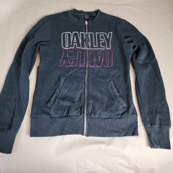 Oakley Sweatshirt Jacket Blue Zip-Up Long Sleeve Women's Size Small - Picture 2 of 8
